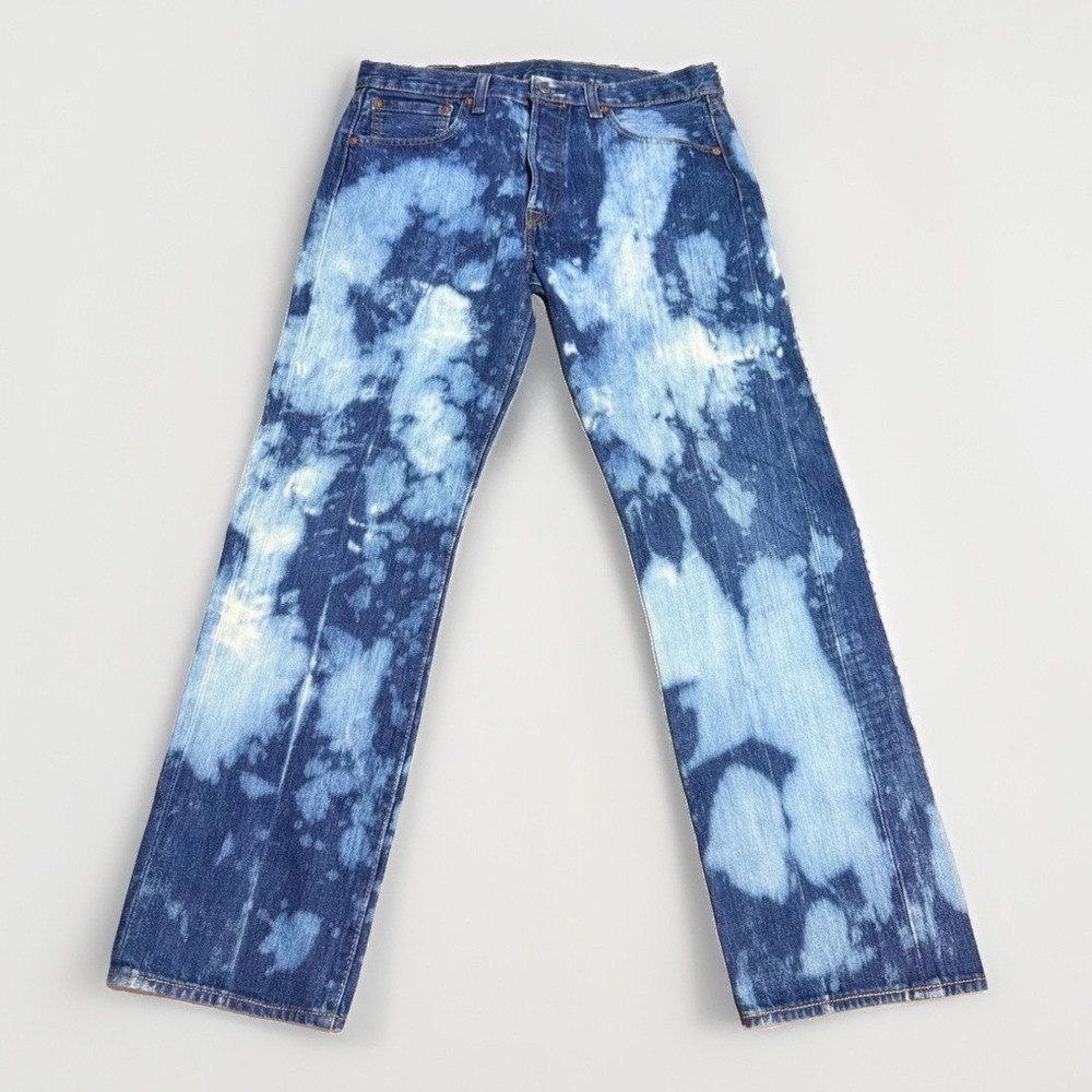 Levi's 501 Original Fit Jeans 33x30 Bleach Wash Custom Blue Denim acid